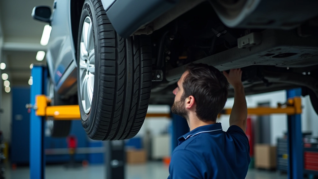 Vehicle on lift for comprehensive inspection
