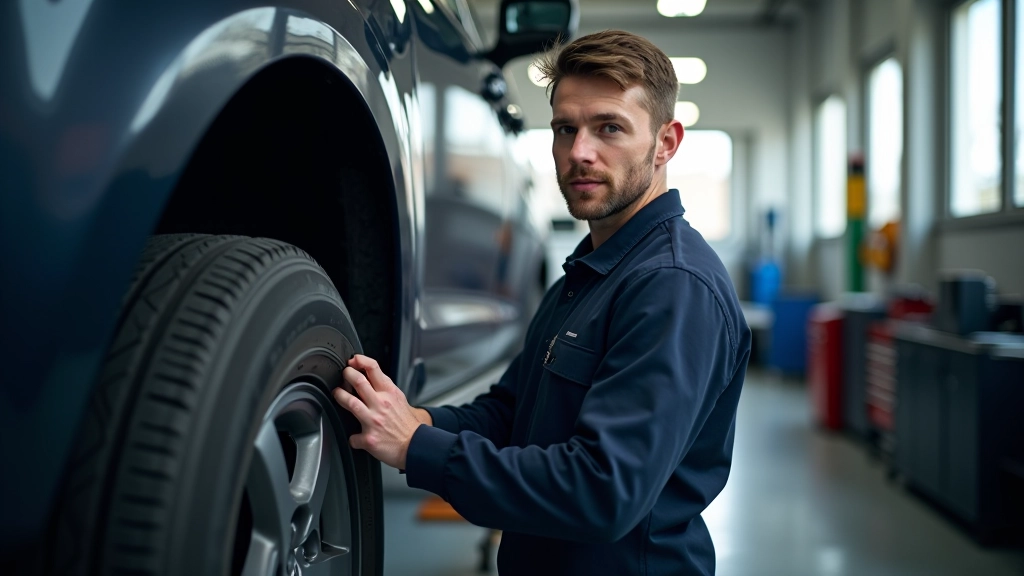 Tire change service in progress